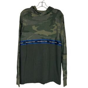 Abercrombie Green Camo Print Color Block Hoodie Sz M